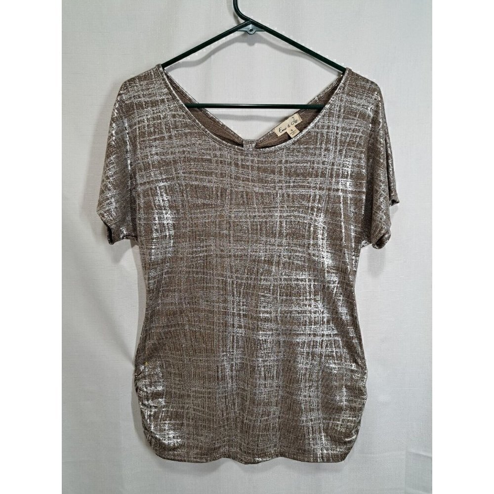 Metallic Keyhole Top by Emi & Joe Ruched Sides Size S